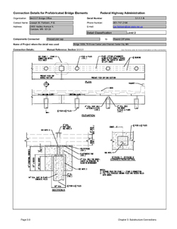 This data sheet shows the connection between a Precast Pier Cap and Round Cast-In-Place Piles. The detail was submitted by Minnesota Department of Transportation Bridge Office. The connection is made using a recessed blockout in the underside of the pier cap that is set over the pile. Grout is pumped into the blockout to complete the connection.