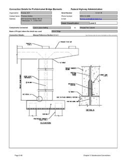 This data sheet shows the connection between a Cast-In-Place Footing and Precast Pier Column. The detail was submitted by Florida Department of Transportation. The connection is made using a proprietary grouted splice coupler. The coupler is a steel casting that filled with grout after insertion of the reinforcing bars from each end. The coupler is cast into the pier column. Reinforcing bars project from the footing into the column couplers. The connection is made by pumping grout into the coupler through ports.