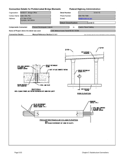 This data sheet shows the connection between a Precast Rectangular Column and Cast-In-Place Footing. The detail was submitted by Washington State Department of Transportation. The connection is made by projecting reinforcing from the precast column into the cast-in-place footing.