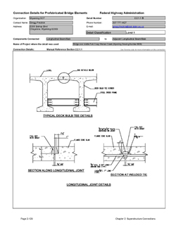 This data sheet shows the connection between a Longitudinal Beam/Slab and Adjacent Longitudinal Beam/Slab. The detail was submitted by Wyoming Department of Transportation. The connection is made by welding steel plates to embedded plates in the girder flanges. This connection is supplemented by a grouted shear key between the weld plates.