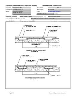 This data sheet shows the connection between a Precast "Inverted-T" Beams and Adjacent "Inverted-T" Beams. The detail was submitted by Minnesota DOT Bridge Office. The beams are connected by a reinforced concrete topping that includes a partial depth closure pour between the beams. Reinforcing is projected from the beams into the closure pour.