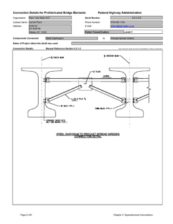 This data sheet shows the connection between Diaphragms and Precast Spread Girders. The detail was submitted by New York State Department of Transportation. The connection is made by bolting the steel diaphragm to threaded inserts cast into the girder web.