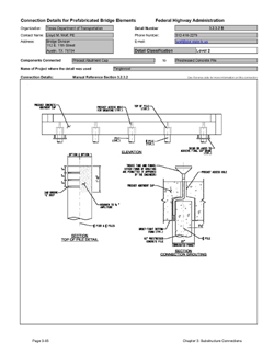 This data sheet shows the connection between a Precast Abutment Cap and Prestressed Concrete Pile. The detail was submitted by Texas Department of Transportation. The connection is made using a recessed blockout in the underside of the pier cap that is set over the pile. Grout is pumped into the blockout to complete the connection.