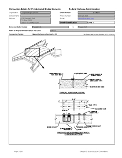 This data sheet shows the connection between a Precast Arch and Precast Arch. The detail was submitted by ConSpan Bridge Systems. The connection is made using a steel tie plate that is connected to threaded inserts in the top of the arch.