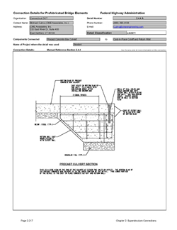 This data sheet shows the connection between a Precast Concrete Box Culvert and Cast-In-Place CutOff and Return Wall. The detail was submitted by Connecticut Department of Transportation. The connection is made by placing a dowel into a small slot in the culvert base slab. The slot is filled with grout to complete the connection.