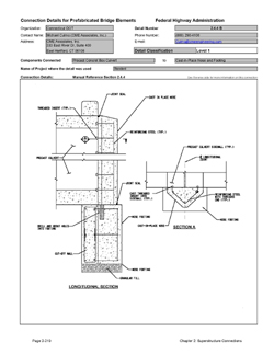 This data sheet shows the connection between a Precast Concrete Box Culvert and Cast-In-Place Nose and Footing. The detail was submitted by Connecticut Department of Transportation. The connection is made using dowels that are connected to the culvert wall with threaded inserts. The nosing is then made with cast-in-place concrete.