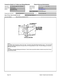 This data sheet shows the connection between a precast full depth slab and another precast full depth slab. The detail was submitted by the PCI Northeast Bridge Technical Committee. The connection is made using grout placed in a stepped shear key.