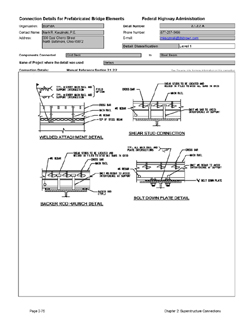 This data sheet shows the connection between a Grid Deck and Steel Beam. The detail was submitted by BGFMA. The detail shows various ways to connect the grid to the steel framing. These include field welding, shear studs cast into a pocket, and bolted conections.