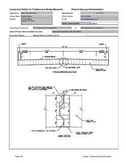 This data sheet shows the connection between a FRP Superstructure Component and FRP Superstructure Component. The detail was submitted by New York State Department of Transportation. The connection is made using a male-female shear key that is epoxy bonded together.