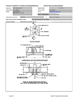 This data sheet shows the connection between a Fiber Reinforced Polymer Deck and Steel Truss Floorbeams. The detail was submitted by New York State Department of Transportation. The connection is made using welded shear studs placed in a grouted pocket in the FRP deck.