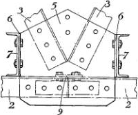 A sketch showing gusset plate details for the Calendar-Hamilton system as recorded by U.S. Patent 2024001.