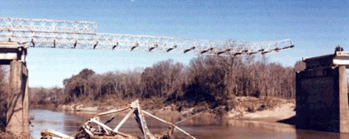 An example of launching and erecting a Bailey Bridge over an existing river.