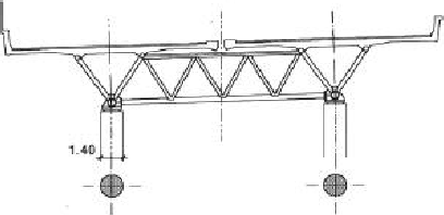 Schematic drawing showing the Lully Viaduct steel space truss cross section and pier.