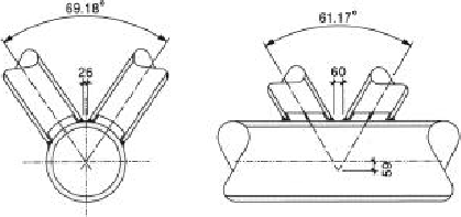 Schematic drawing showing the bottom Chord to diagonal joint connection details.