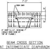 Schematic drawing showing the cross section of a composite concrete deck with a cold formed steel plate box girder bridge system.