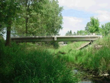 Picture showing the completed bridge utilizing the cold formed steel box bridge system.