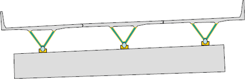 A modified composite space truss system with a precast concrete deck.