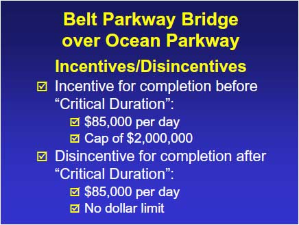 Incentive/disincentive and liquidated damages clauses were included in the contract to help ensure early completion of critical activities to minimize traffic disruption.