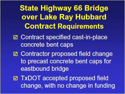 The contract specified conventional cast-in-place construction for the substructures.