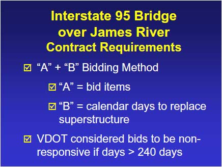 Interstate 95 Bridge over James River Contract Requirements.