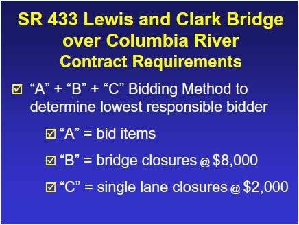 SR 433 Lewis and Clark Bridge over Columbia River Contract Requirements.