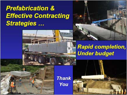 Belt Parkway Bridge during construction. A precast post-tensioned concrete cap beam was trucked to the job site and is being lifted from the trailer with a crane.