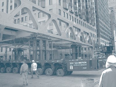 Wells Street bridge installation in Chicago.