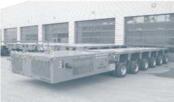 An SPMT six-axel unit from the rear.