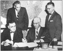 Photo: Bert Tallamy, John B. Funk, Joseph D. Buscher, and Clifton W. Enfield.