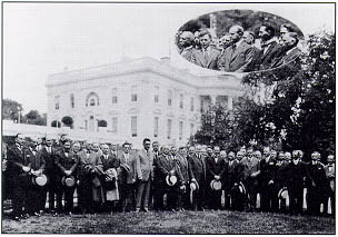 Photo: President Calvin Coolidge welcomes Pan-American Highway Commission Members at the White House