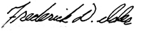 Frederic D. Isler Signature