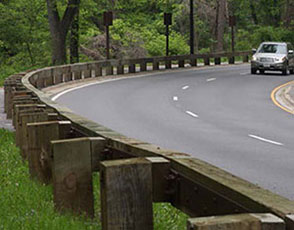 Steel Backed Timber guardrail