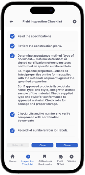 Field Inspection Checklist Screen Shot