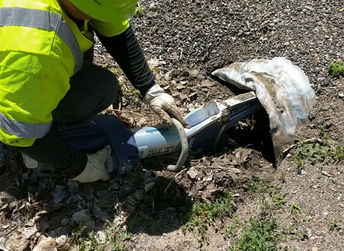 Jaws of Life used to repair crushed culverts in Arapahoe County, Colorado.