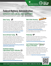 Page one of fact sheet for the Center for Local Aid Support