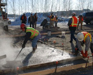 road crew concreting in cold weather