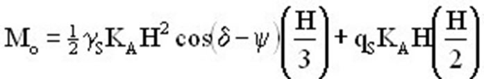 Figure 37. Equation. Determination of overturning moments about the toe of the rockery.