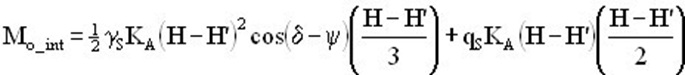 Figure 40. Equation. Calculation of internal overturning moment at a distance H' from the base of the rockery.