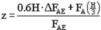 Figure 48. Equation. Vertical distance (z) from the base of the rockery to the point of application of FAE along the back of the rockery.