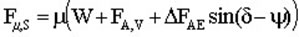 Figure 52. Equation. Determining horizontal resisting force to check sliding for seismic conditions.