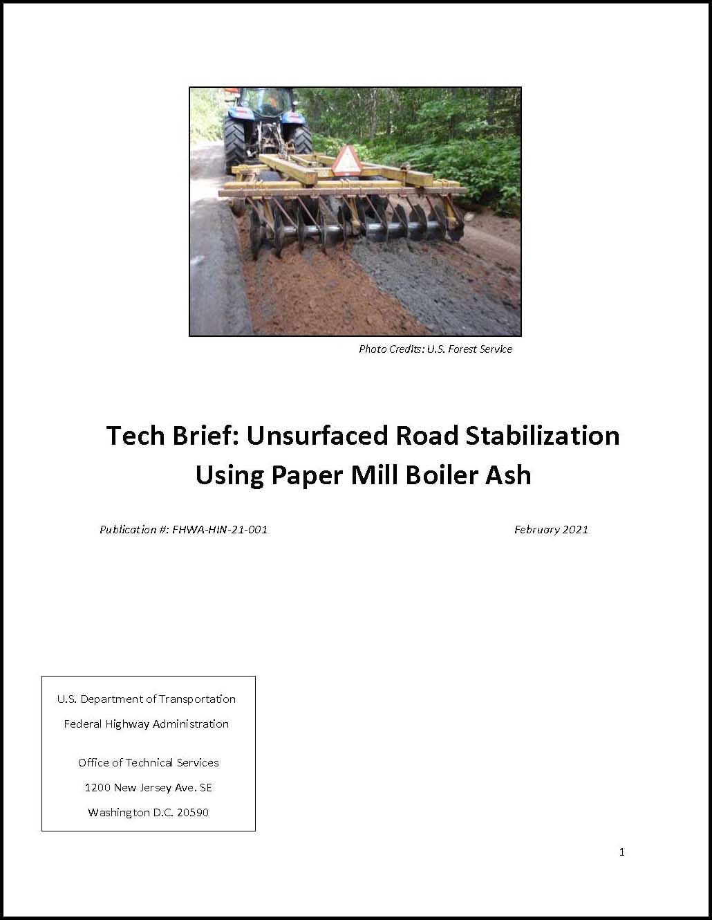 Report Cover: Unsurfaced Road Stabilization Using Paper Mill Boiler Ash (2021)