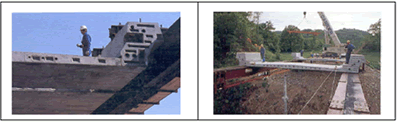 Photographs of Channel Bridge segments during erection.