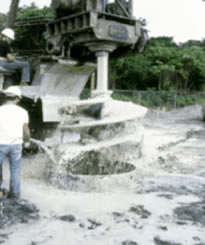 Photograph of drilling operation of a large diameter shaft.