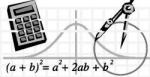 Cartoon drawing of mathematic materials