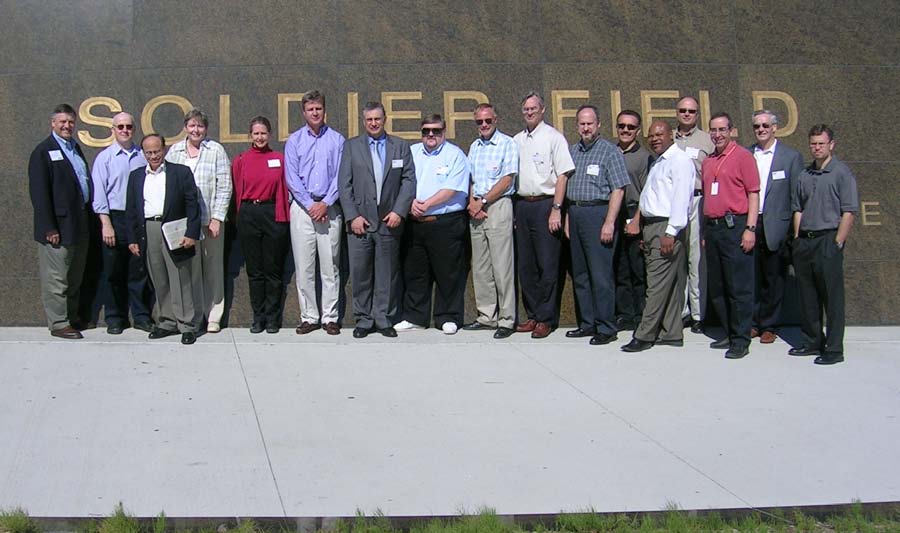 This photo is a group picture at Soldier Field (Chicago) of the Scan Team, CERF staff, and guides for the visit.