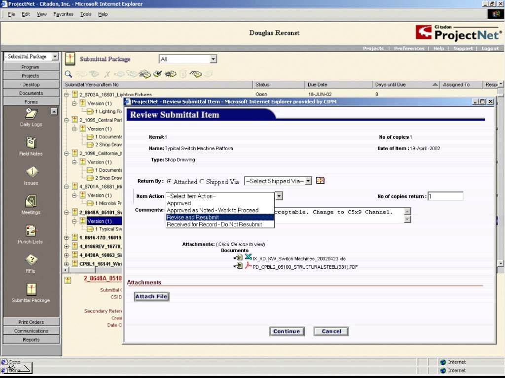 Sample screen of a web-based project management software (Courtesy Kristine Fallon)