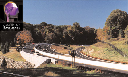 Category 1: The Urban Highways, Award of Excellence, image of award-winning project Hutchinson River Parkway Town of Harrison and Village of Rye Brook, New York
