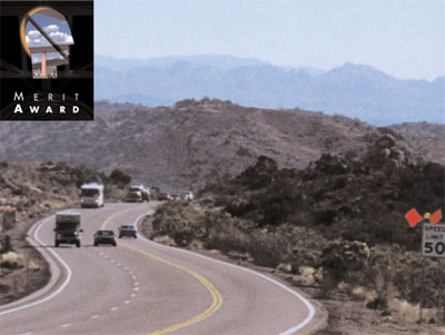 Category 9: Highway Improvements on Publicly Owned Land Merit Award, image of project U.S. 93 - Boulders Section, Mohave County, Arizona