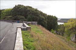This photo depicts a historic roadside overlook development above the Mississippi River and along the Great River Road in St. Paul - one of the sites that will be restored with the restoration funding package authorized by the MN Legislature