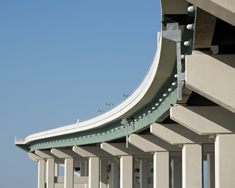 Photo showing the teal accent color on the bridge beams that were requested by the local community.